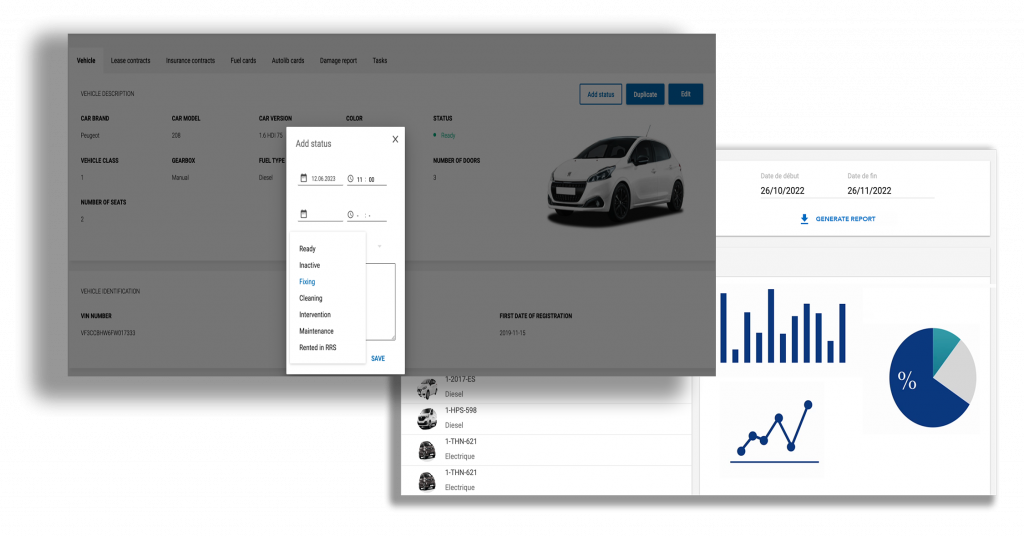 Fleet activity and statistics screens